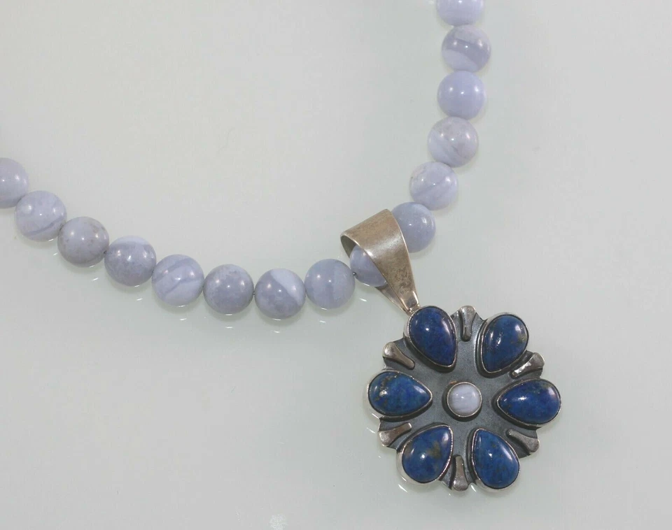 Collar colgante cuentas Jay King plata esterlina lapislázuli y calcedonia azul  Foto 1 de 1