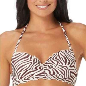 Sujetador Sundazed Nixie Talla Borde Volantes Halter Natación Bikini Top Estampado Cebra 34C - Imagen 1 de 2