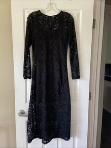 Maxi abito donna A New Day nero pizzo buco della serratura capriccioso fata scura L/S piccolo - Foto 1 di 8