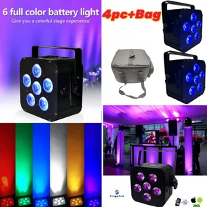 4/Lot 6X18W Wireless Battery Recharge RGBWAUV Led Uplight DJ Wedding DMX Led PAR - Picture 1 of 8