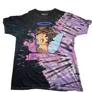 Betty Boop Street Angel T-Shirt Größe Medium schwarz Batik lila Komfort Stretch Top - Bild 1 von 7