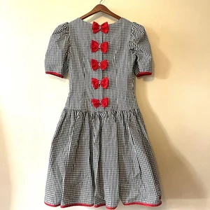 Vintage Misty Lane 9/10 Festtagskleid rot Samt Schleifen Gingham klassisch Weihnachten  - Bild 1 von 15