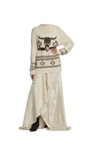 Ralph Lauren Collection lila Etikett Start- und Landebahn langer Maxi-Rüsche Elfenbeinrock US 10 - Bild 1 von 11
