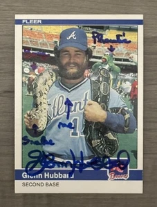 Tarjeta Fleer 1984 firmada por Glenn Hubbard inscripción “personajes identificados” Braves - Imagen 1 de 2