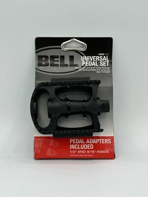 Juego de Pedales Bell Universal Bicicleta Negro Se Adapta a Adaptadores de Pedal de 1/2"- 9/16" Incluidos Nuevo Foto 1 de 4
