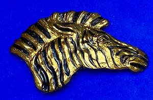 Zebra head Large Cut out gold & black color belt buckle Slide