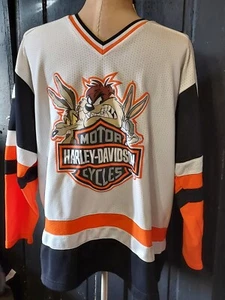 Vintage 90s Harley Davidson Taz Manian Devil Hockey Jersey XL - Picture 1 of 10
