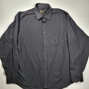 Donald Trump Signature Collection Men's (17.5) Black stripe Long Sleeve Shirt - Picture 1 of 10