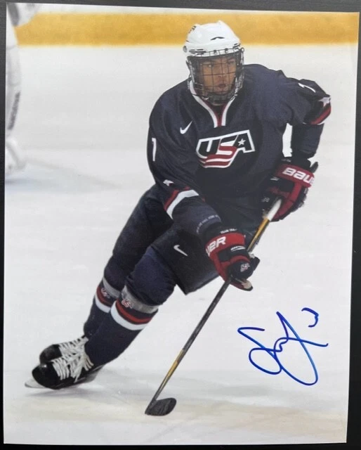 SETH JONES SIGNED USA HOCKEY PHOTO AUTHENTIC AUTO'D CHICAGO BLACKHAWKS - Image 1 of 1