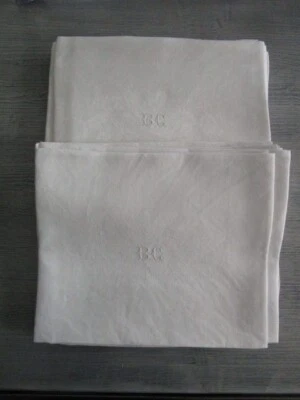 12 grandes serviettes de table anciennes damassées, monogrammées - Photo 1/3