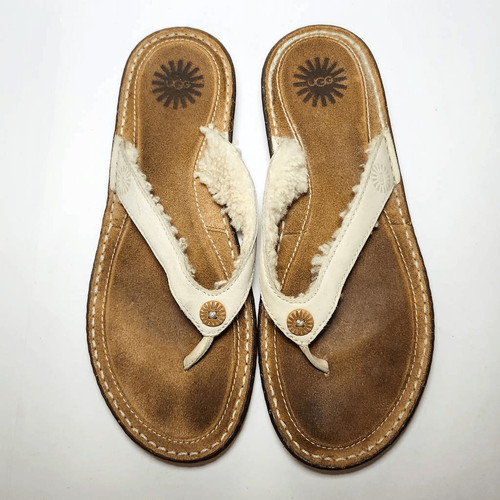 Sandali infradito UGG donna pelle shearling con bottoni foderati 9 9 5 US