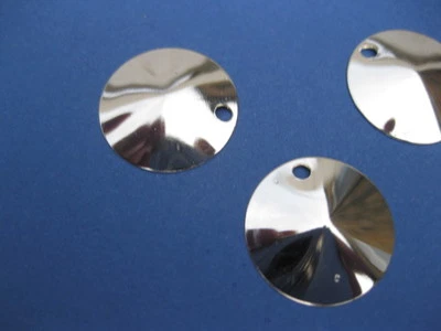 HACKER RECORD PLAYER NICKEL CHROME CHINESE HATS 21MM DIA SET OF 3COMP WITH HOLES - Image 1 of 3