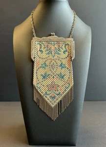 Vintage Art Deco Mandalian Enamel Mesh Purse - Picture 1 of 9