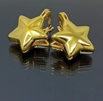 18K Gold Filled Stunning Italian Star 18ct Hoop Earrings 20mm - Image 1 of 4