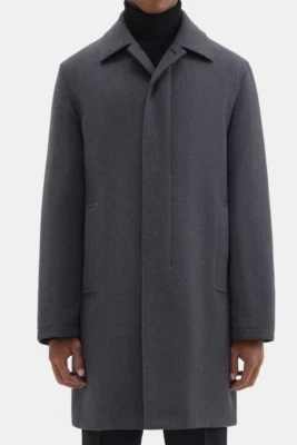 Abrigo para hombre Theory Din en franela de lana de doble cara talla M nuevo con etiquetas $795 Foto 1 de 4