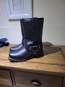 DUCHINNI LEGACY BLACK LEATHER HERTIAGE WATERPROOF MOTORCYCLE BIKE CRUISER BOOTS - Picture 1 of 6