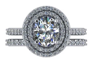 3ct EGL USA I VS oval diamond double halo engagement wedding ring 18k white gold - Picture 1 of 4