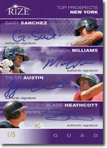 2012 Gary Sanchez Mason Williams Tyler Austin Heathcott Rize PURPLE Auto #/5 - Picture 1 of 2