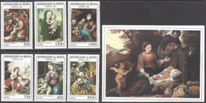 BENIN # Sc # 836-72CPL MNH SET of 6 + S/S of CHRISTMAS - RELIGIOUS PAINTINGS - Picture 1 of 1