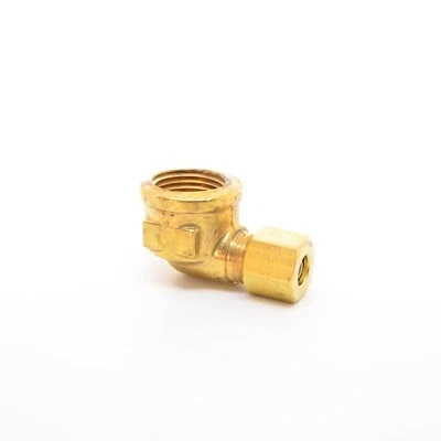 1/4 Tube OD Compression to 3/8 Female Npt 90 Elbow Fitting Adapter HVAC Air - Image 1 of 4