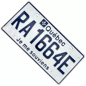 Quebec License Plate Canada Trailer RA1664E Je Me Souviens Garage Shop Man Cave - Foto 1 di 3
