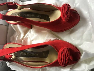 Tacón alto (3,5") para mujer Peter Kaiser forro de cuero gamuza roja EU6 US8,5 Erie 80 Foto 1 de 4