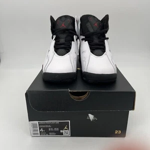 NIKE AIR Jordan True Flight Shoes Youth Size 4 White/Black/Red Sneakers NIB - Picture 1 of 9