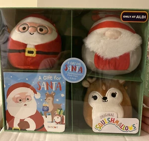 Squishmallows 5” Gnome Dawn Deer Santa Claus Christmas Plush & Book Aldi Set - Picture 1 of 6