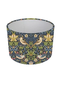 William Morris Strawberry Thief Navy Cylinder / Drum Lampshades / Pendant Shade - Picture 1 of 5