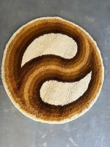 1960's EKSPORT WILTON UNUSED Yin & Yan Rya Danish Rug Wool Mid Century Modern - Picture 1 of 11