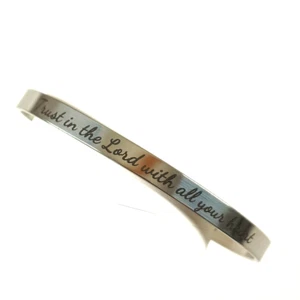 Men's Cuff Christian Bible Verse Bracelet One Size Stainless Steel - Picture 1 of 7