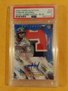 2020 Yordan Alvarez Topps Inception RC Auto Jumbo Patch Blue 7/10 PSA 9 MINT