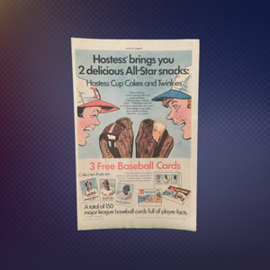 Hostess MLB Baseball Cards Promo 1977 Original Print Ad 70's Twinkies Cup Cakes