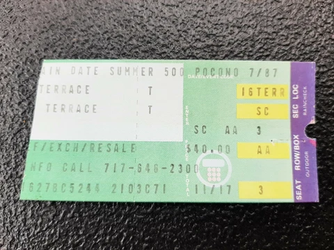 Nascar 1987 Pocono Summer 500 Ticket Stub Dale Earnhardt Winner Cover