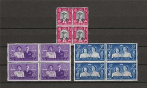 South Africa 1947 Sc# 103-05 set George Margaret Elizabeth Royal blocks 4 MNH - Picture 1 of 1