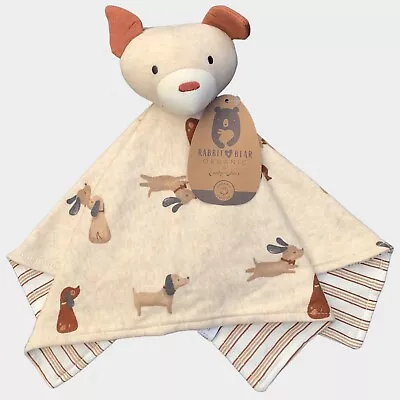 CONEJO + OSO Emily Oliver Algodón Orgánico CACHORRO Perro MARRÓN Lovey Manta de Seguridad Foto 1 de 3