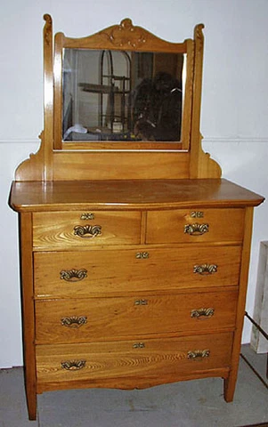 Beautiful1920’s Arts & Crafts Refinished Pine Highboy Dresser Original Hardware Cover