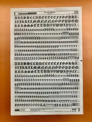 Letraset 1546 OLD ENGLISH 36pt Transfer Write Off Letters New Old Stock - Image 1 of 4