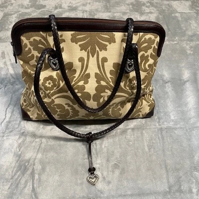 Brighton Mevelyn Fabric Signature Jacquard Tote Shoulder Bag Purse Beige Brown - Image 1 of 4