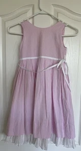 EUC Girls Ralph Lauren Seersucker Pink White Stripe Cotton Wrap Dress 6X - Picture 1 of 12