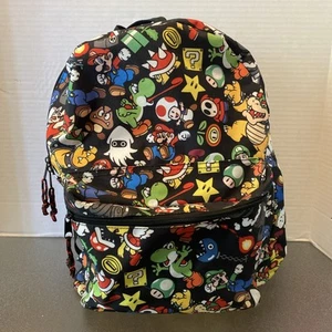 SUPER MARIO All Over Print 16" Backpack Book Bag Tote, Nintendo Luigi Yoshi - Picture 1 of 9
