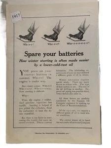 Publicidad publicitaria vintage 1917 repuesto sus baterías invierno arranque hecho más fácil - Imagen 1 de 3