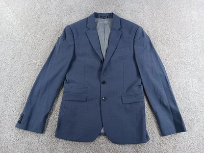 Express 36S Slim Mens Sports Coat Blue 2 Button Wool Polyester Spandex Lined - Image 1 of 4