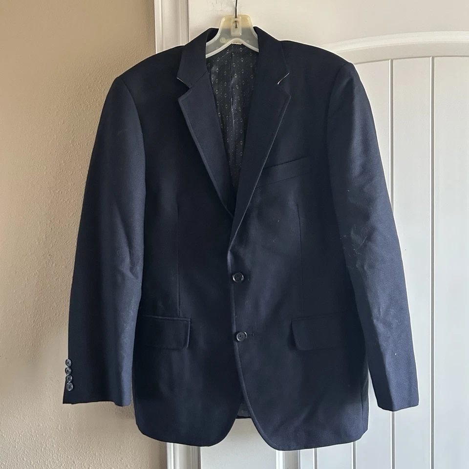 $598 Men's 40R 40 Reg Billy Reid Mohair Wool Blazer Navy Blue - Image 1 of 4