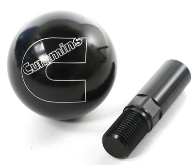 1989-2018 Dodge Ram Cummins Logo 2.25" Billet Aluminum Shift Knob Black Adapter - Image 1 of 4