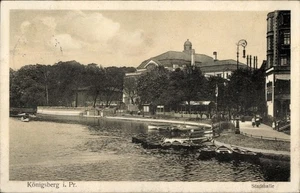 Ak Kaliningrad Königsberg Ostpreußen,  Stadthalle, Fluss mit... - 4781931 - Bild 1 von 2