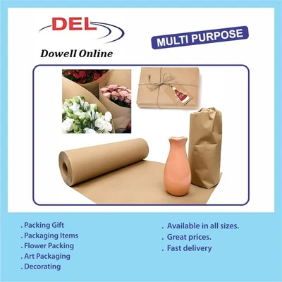 DOWELL ONLINE Premium Brown Kraft Paper Roll for Packing, Wrapping, Shipping, Crafting & Gift