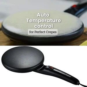 8" Grillplatte Crepe Maker, Antihaft Elektrische Crepe Pfanne Langer Griff mit Teigschüssel - Bild 1 von 10