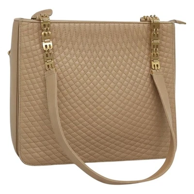 Auténtico Bolso de Hombro BALLY Acolchado Cuero Beige Dorado BA814 Foto 1 de 4