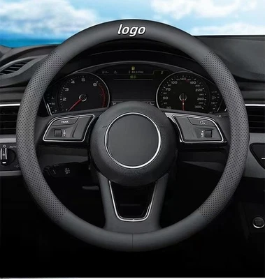 For Audi All Cars 15" 38cm Genuine Leather Steering Wheel Cover Car Accessories Foto 1 de 4